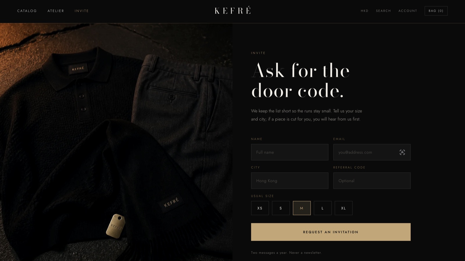 KEFRÉ invite request page with a form